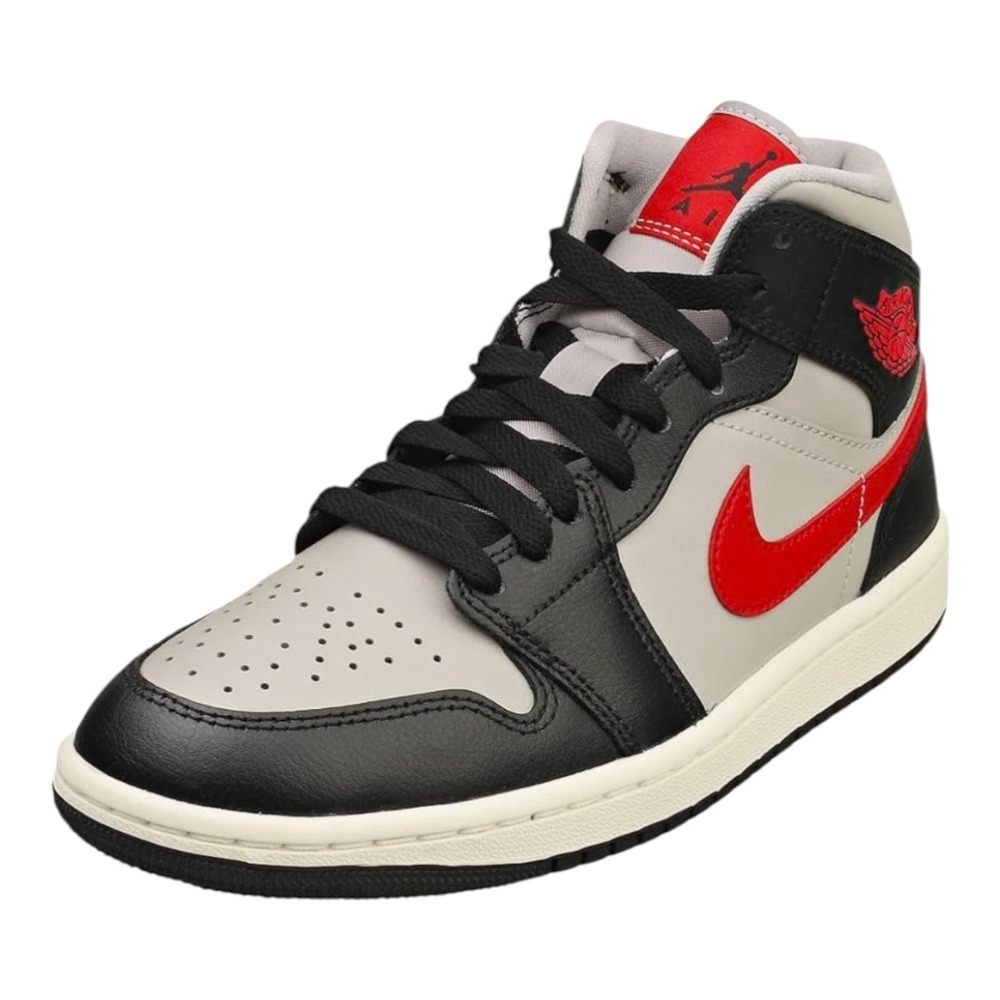 Nike Women's Air Jordan 1‎ Mid Shoes Black Grey Red Sail BQ6472-060 NEW